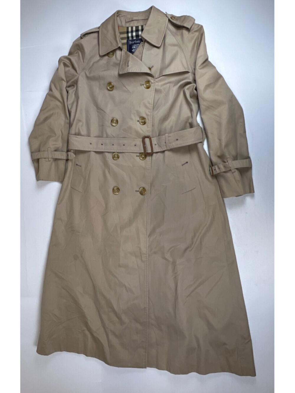 Vintage Burberrys Women's Small Beige Trench Coat Nova Check Prorsum Belted